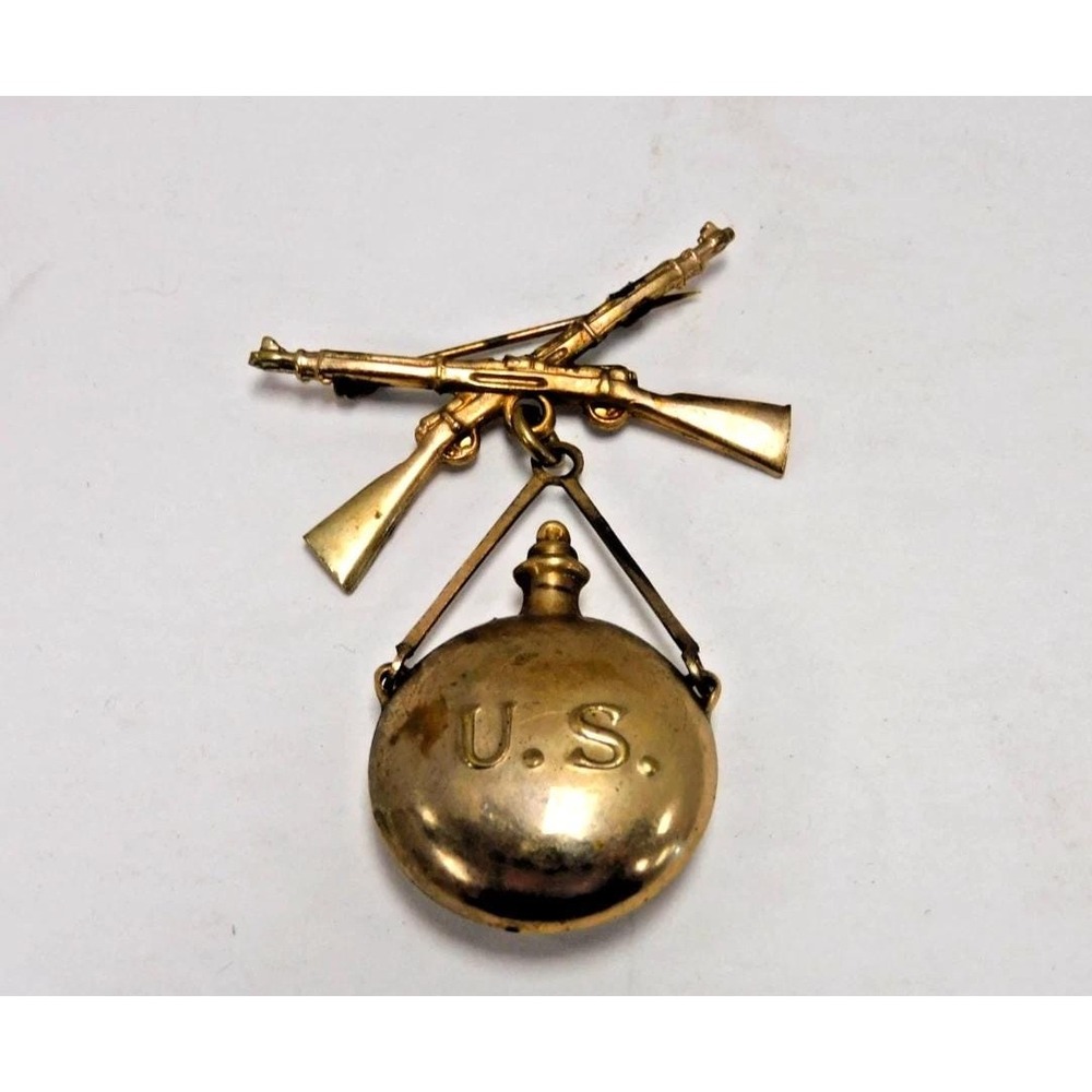 Span Am WW1 Sweetheart Pin Canteen Rifles Homefront JC233